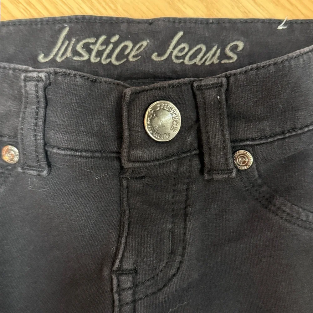 Justice Girls Size 8 Black Stretch Jeggings Skinny Pull On Soft Cotton Blend